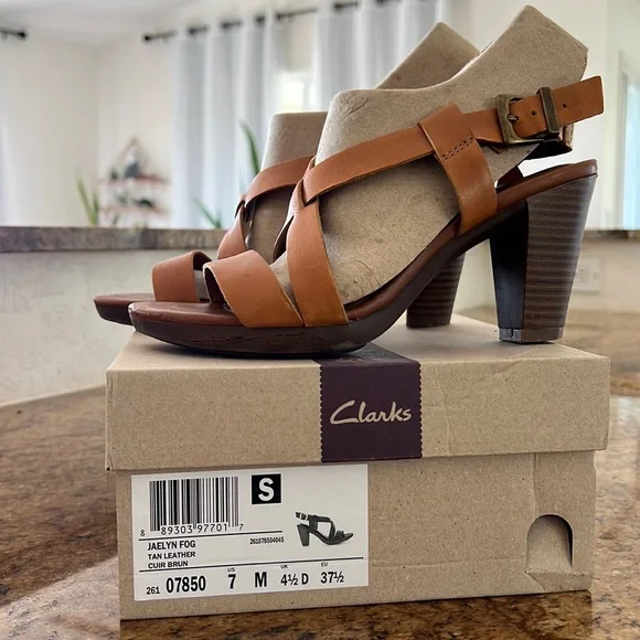 Clarks Shoes Clarks Jaelyn Fog Tan Leather Sandals Poshmark